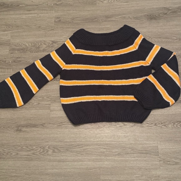 Perfectly Priscilla Don't Settle Of Shoulder Sweater - Navy/Yellow Size 3XL - Picture 2 of 8